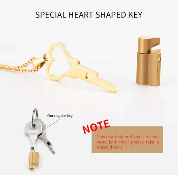 💝 HEART SHAPED KEY NECKLACE FITS ALL CHASTITY CAGES  - GOLD & STEEL