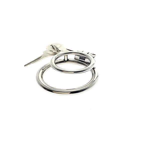 Chastity Training ring - Locking Double Cock ring