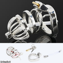 Load image into Gallery viewer, Male Stainless Steel Cock Cage Penis Ring Sleeve Chastity Device Belt with Catheter Spikes Lockable Adult Sex Toys for Men Sex Toys -lovershop01
